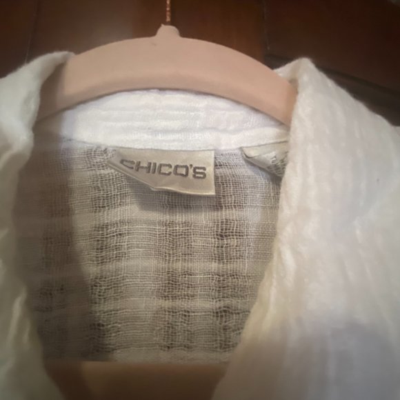 Chico's Gauze Linen LS Blouse - Picture 4 of 5